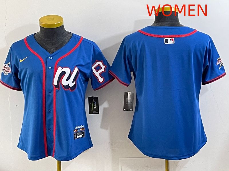 Women 2025 Pittsburgh Pirates Blank Blue All star Nike MLB Jersey style 01